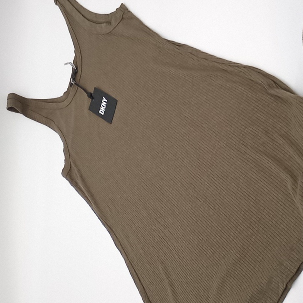 DKNY Ribbed Dress Swimsuit Cover-Up Moss Green M